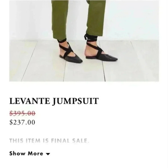 Apiece Apart Green Kiva Levante Jumpsuit Pant Flight Suit Belted Women’s 4 Vogue - Picture 3 of 14